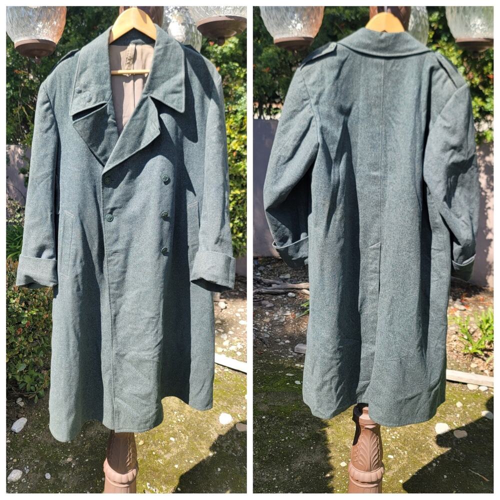 Vtg Swiss Army Military Wool Overcoat